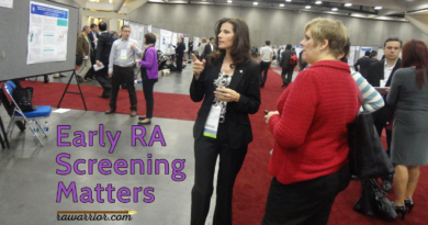 Early RA screening matters. Kelly at a poster session.